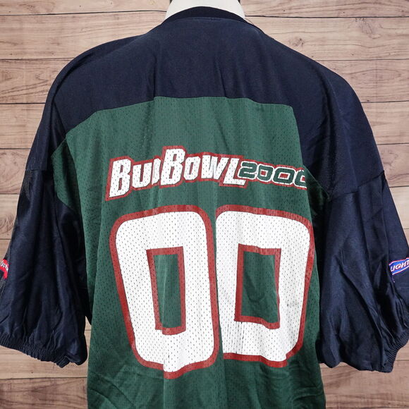 VINTAGE BUD BOWL 2000 00s Y2K BUD LIGHT BUDWEISER FOOTBALL JERSEY ONE SIZE 26X34 - Picture 6 of 8